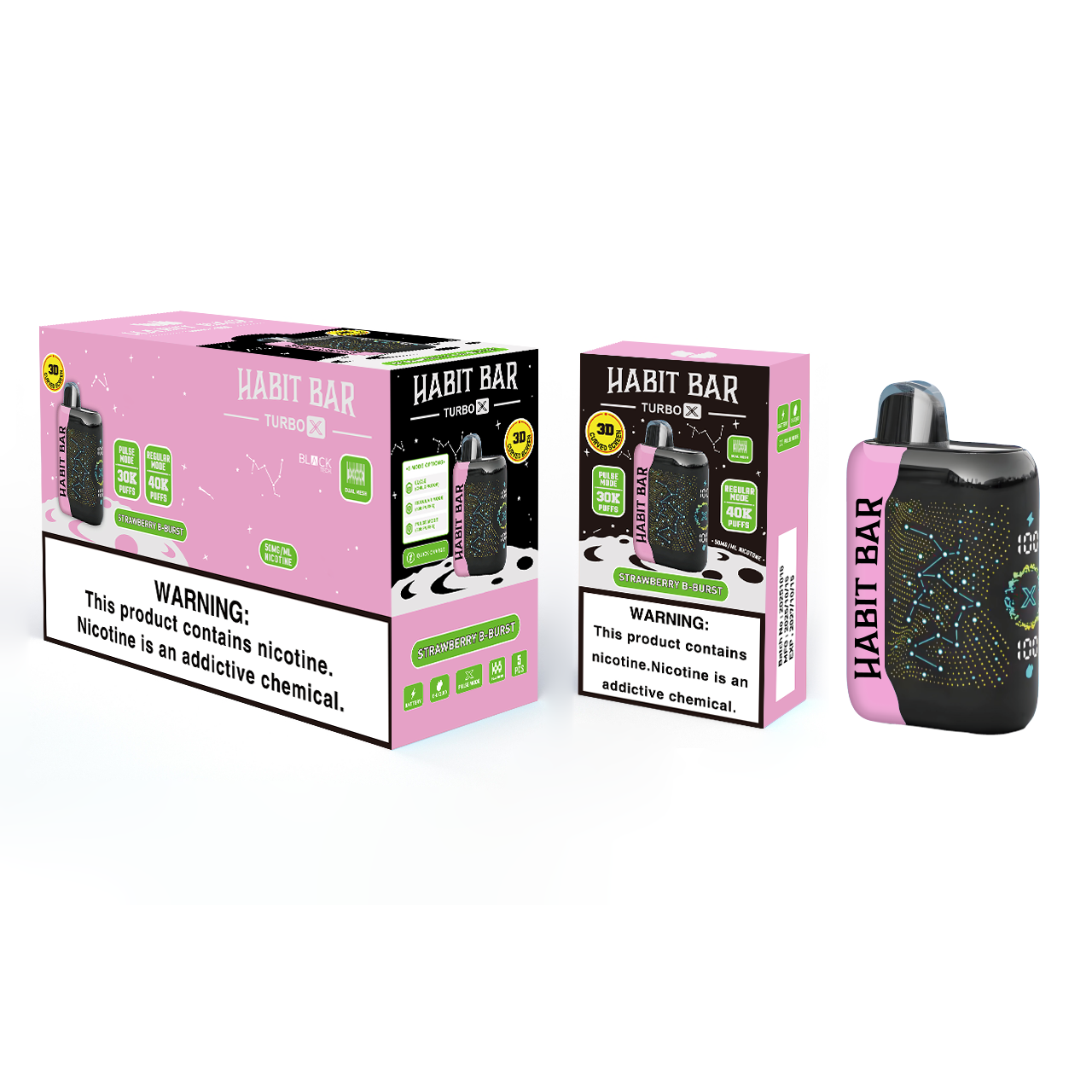 HABIT BAR 40K - STRAWBERRY B BURST | Authentic Disposable Vape | iPuff24 Texas