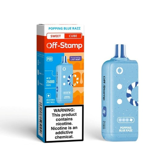 OFF STAMP 25K POD POPPINGG BLUE RAZZ | Authentic Disposable Vape | iPuff24 Texas
