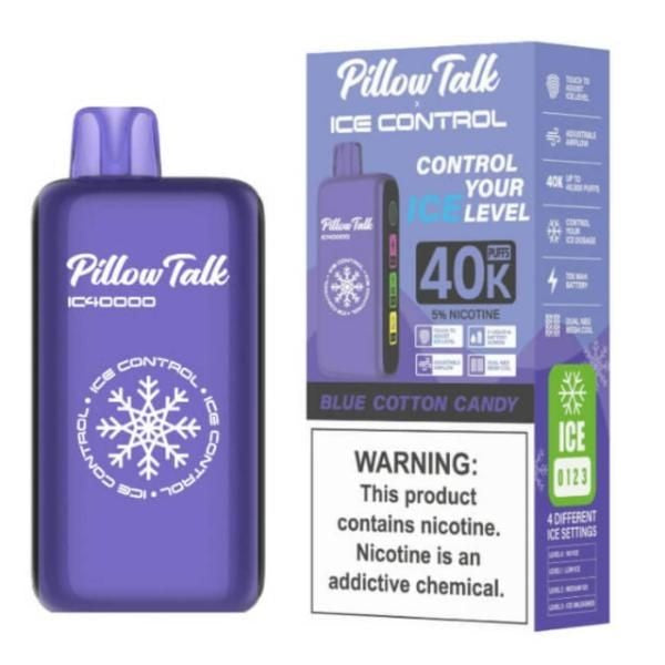 PILLOW TALK ICE CONTROL 40K BLUE COTTON CANDY | Authentic Disposable Vape | iPuff24 Texas