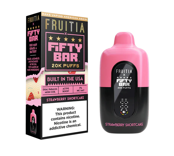 FIFTY BAR 20K STRAWBERRY SHORTCAKE | Authentic Disposable Vape | iPuff24 Texas
