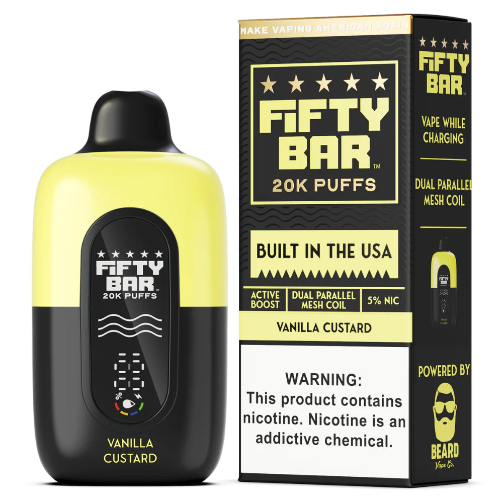 FIFTY BAR 20K VANILLA CUSTARD USA | Authentic Disposable Vape | iPuff24 Texas