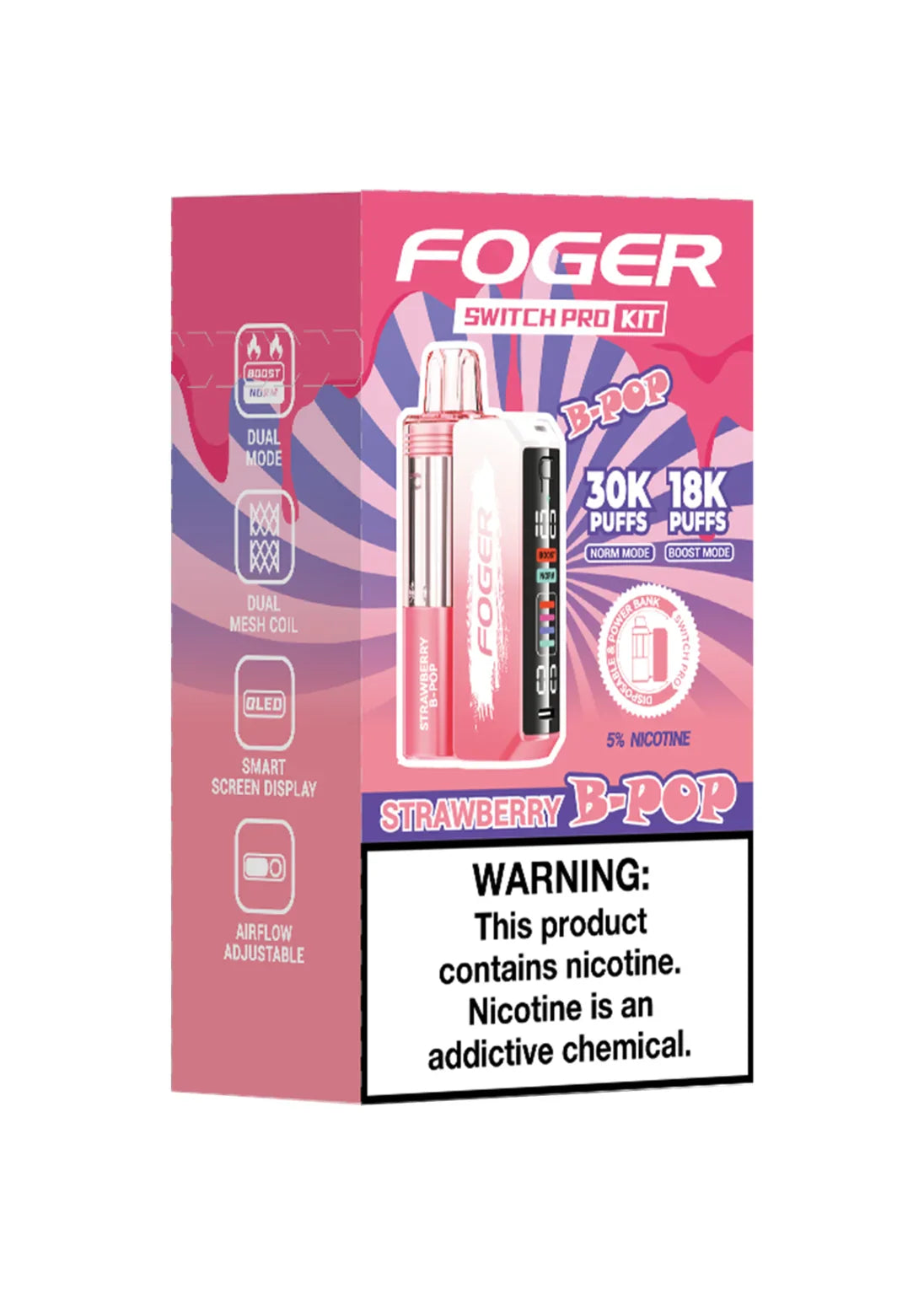 FOGER 30K SWITCH PRO KIT STRAWBERRY BPOP | Authentic Disposable Vape | iPuff24 Texas