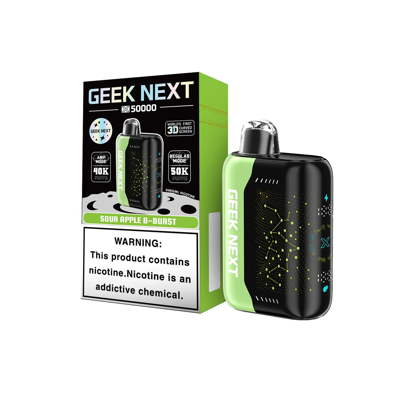 GEEK NEXT 50K - SOUR APPLE B BURST | Authentic Disposable Vape | iPuff24 Texas
