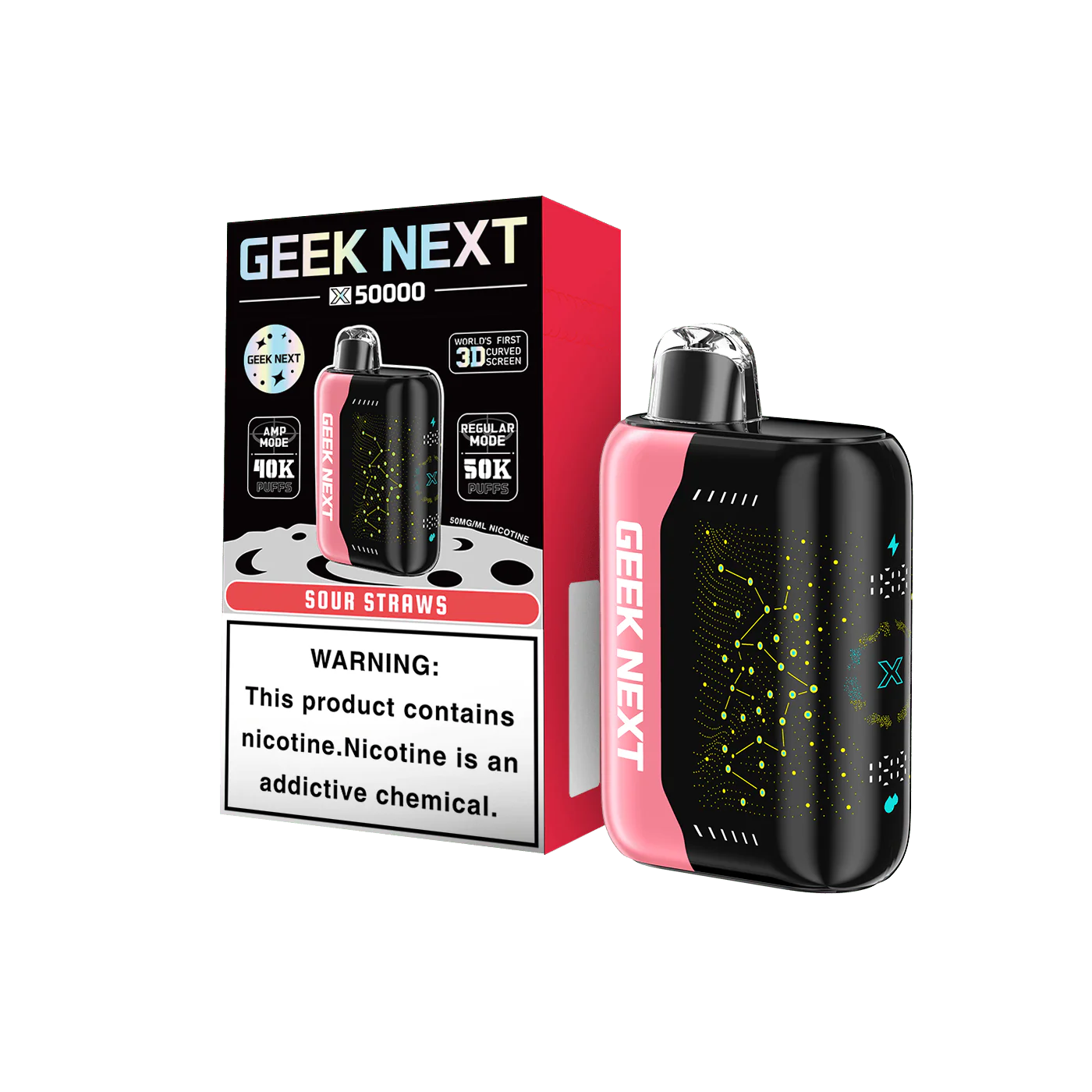 GEEK NEXT 50K - SOUR STRAWS | Authentic Disposable Vape | iPuff24 Texas