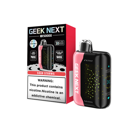 GEEK NEXT 50K - SOUR STRAWS | Authentic Disposable Vape | iPuff24 Texas