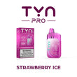 TYN Pro Strawberry Ice vape device and packaging on a white background