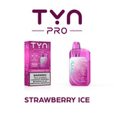 TYN Pro Strawberry Ice vape device and packaging on a white background