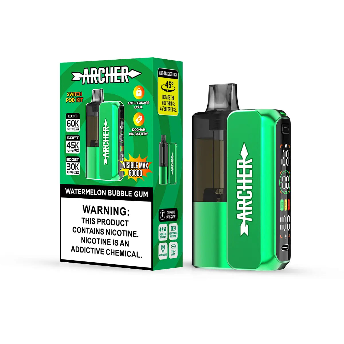 ARCHER 60K - WATERMELON BUBBLE GUM | Authentic Disposable Vape | iPuff24 Texas